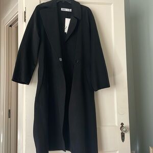 NWT ZARA wool wrap coat, black, size small